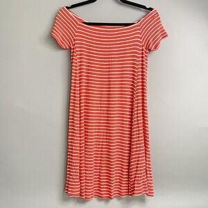 Striped Ribbed Knit Dress Red White Casual Day Dress‎ XS